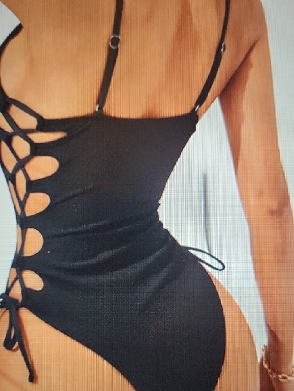 Narecte Black One-Piece Monokini Swimsuit